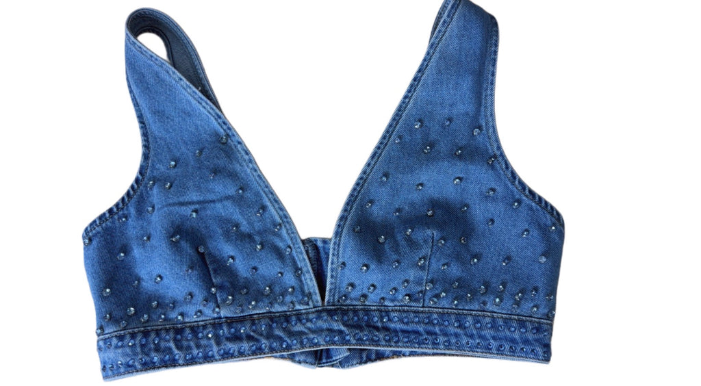 Top Denim Rhinestone