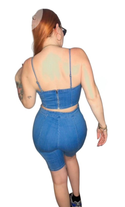 Bustier/Corset Biker Short Set