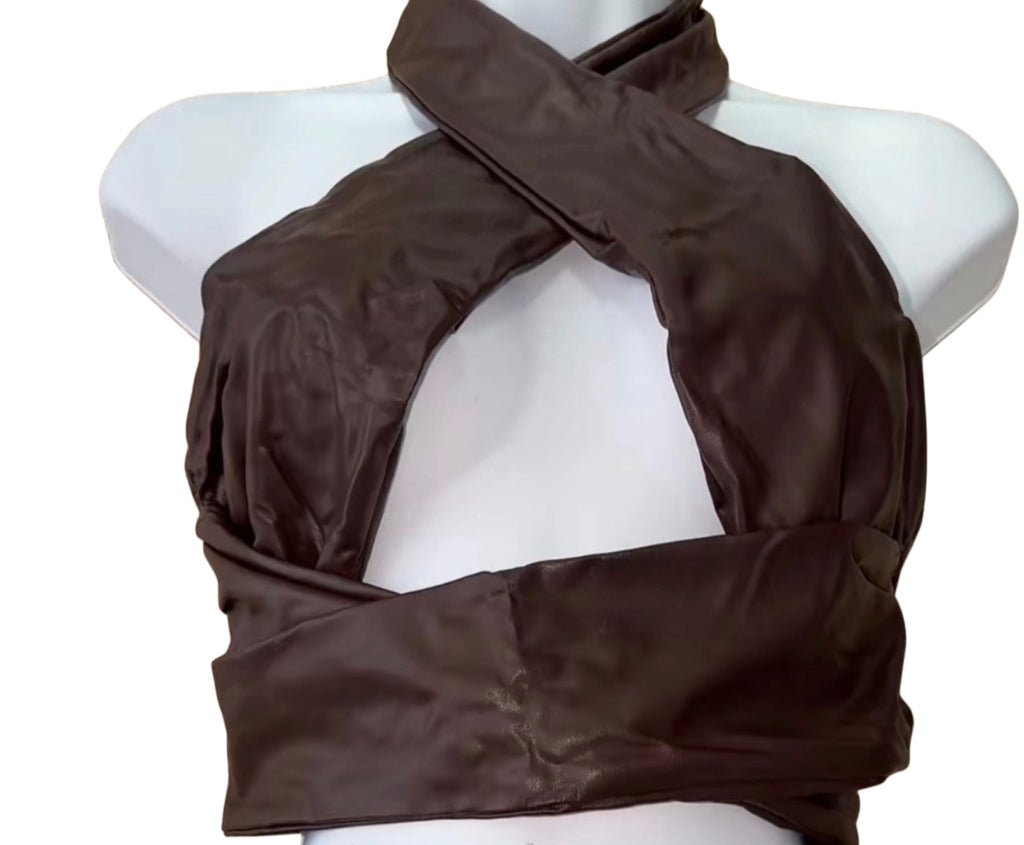 Crop Top V Leather