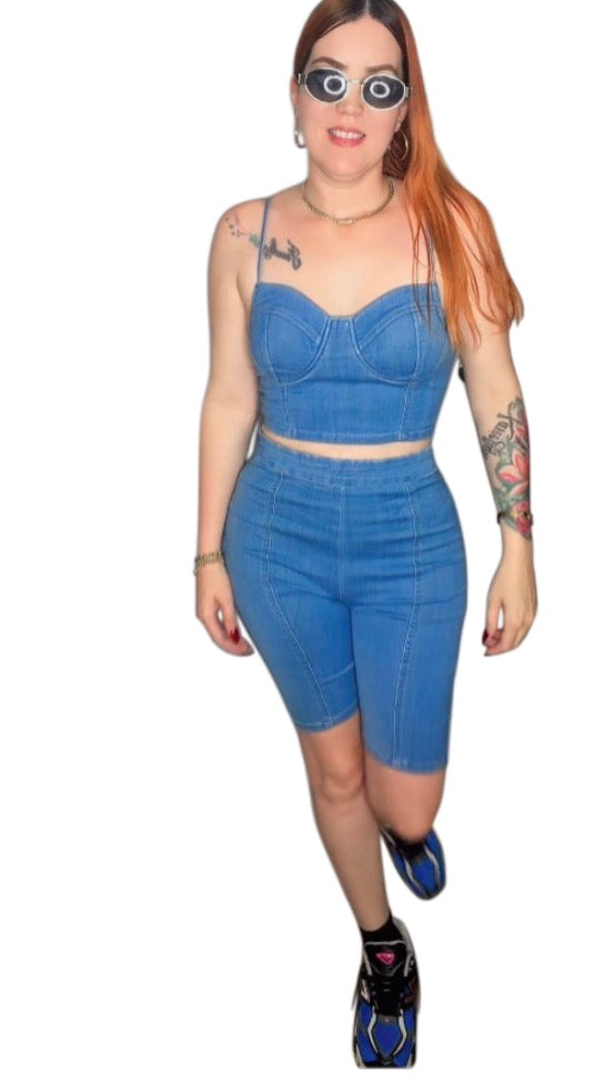 Bustier/Corset Biker Short Set